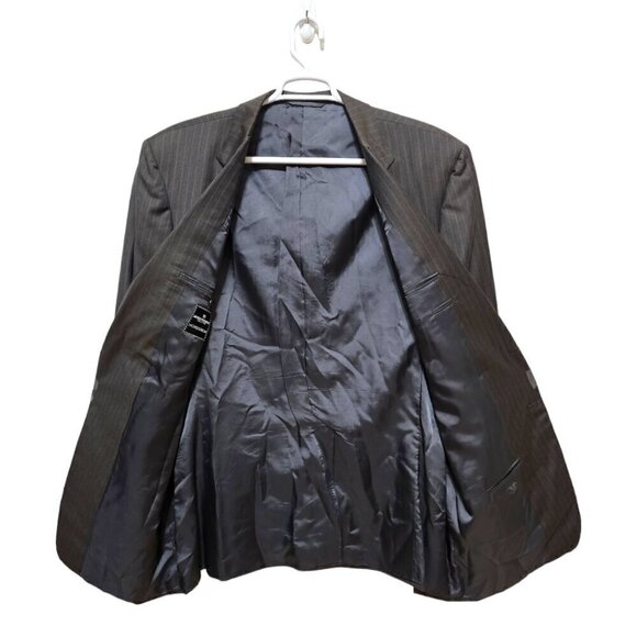 Hickey Freeman Vintage Gray Pinstripe Boardroom Single Breasted Blazer Sz 48L - Picture 6 of 11